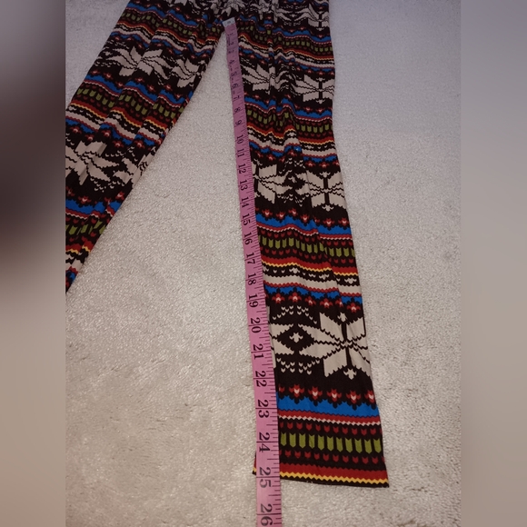 White Mark~Brown Colorful Fair Isle Soft Spandex Leggings NWOT - Picture 13 of 15